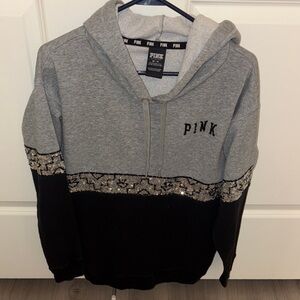 PINK Victoria's Secret Gray and Black Women’s Hoodie